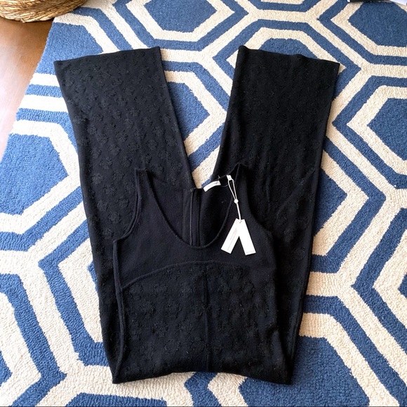 🖤 REBECCA TAYLOR TALL BLACK SWISS DOT WOOL BLEND DOILY KNIT JUMPSUIT! - Picture 5 of 13